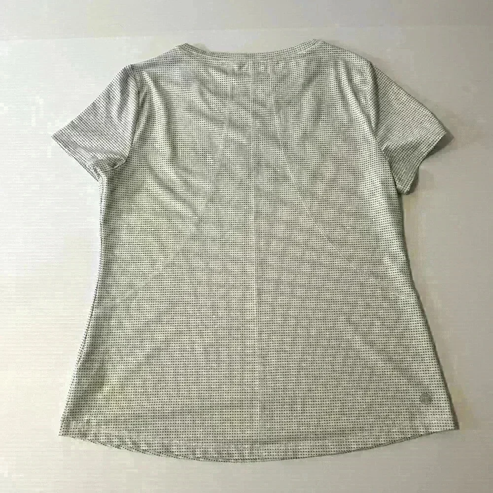 Talbots Womens Activewear Lg White w/Black Polka Squares Short Sleeve T-Shirt - Picture 13 of 13